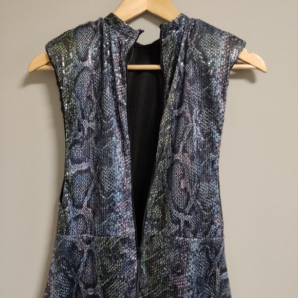 ASOS Sequin Multicolor Print Sleeveless Party Dress Size 8 - Picture 8 of 10